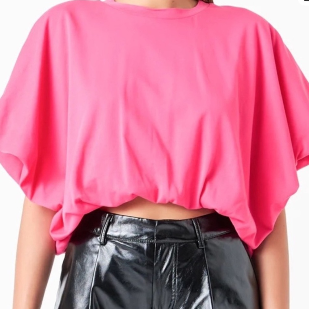 NWT Grey Lab Bubble Hem Hot Pink Crop Top Size S